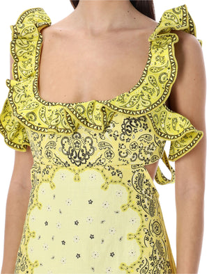 Feminine Linen Mini Dress with Frill Detail by Zimmermann
