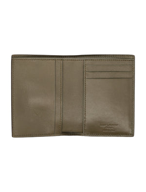 SAINT LAURENT Lizard Credit Card Wallet in Dark Seaweed for Men