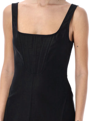 STELLA MCCARTNEY Sleeveless Black Mini Dress | Corset Top | Back Zip Fastening | Flared