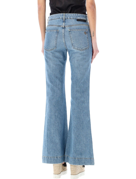 STELLA MCCARTNEY Cotton Flared Jeans with Falabella Chain - SS24