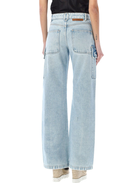 STELLA MCCARTNEY Light Vintage Blue Cargo Jeans for Women - SS24 Collection
