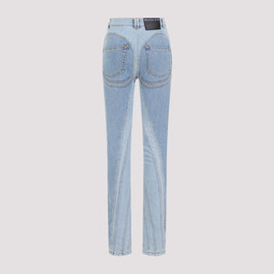 Spiral Two-Tone Skinny Jeans - Multi-Seam High-Rise Denim Pants