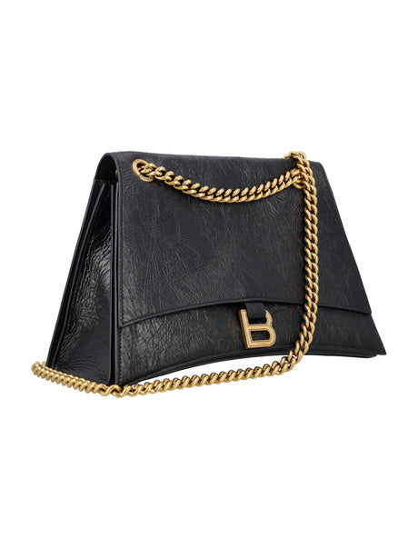 BALENCIAGA Elegant Crush Chain Mini Handbag - Black Leather