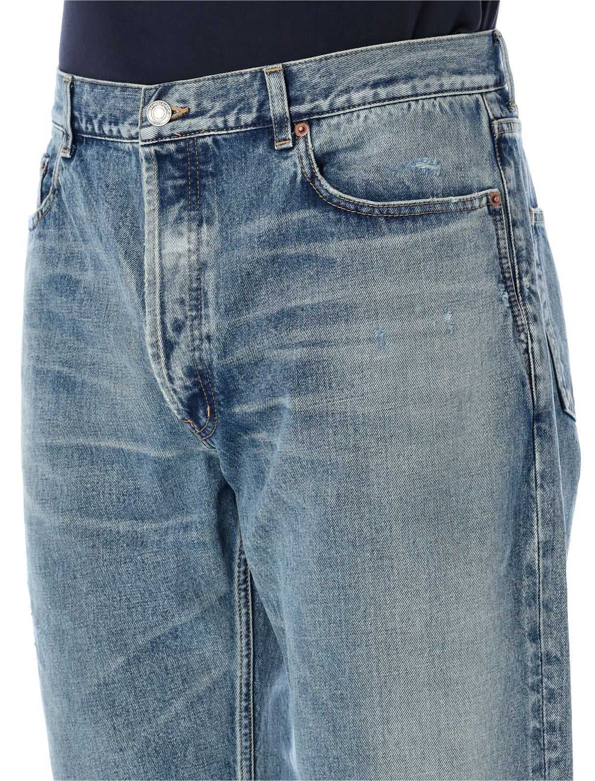 Quần jeans dài ống thẳng bằng cotton - Màu xanh Charlotte