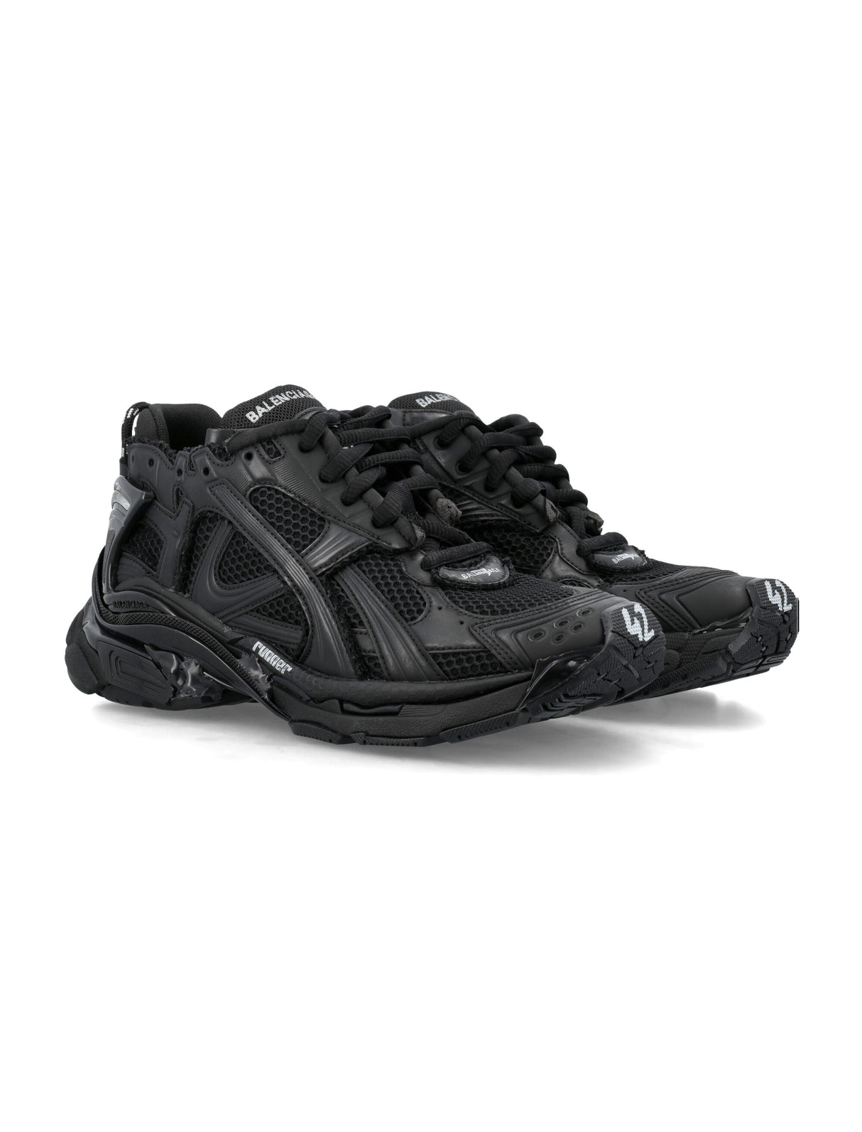 BALENCIAGA Men's SS24 Mesh and Nylon Runner Sneakers in Black