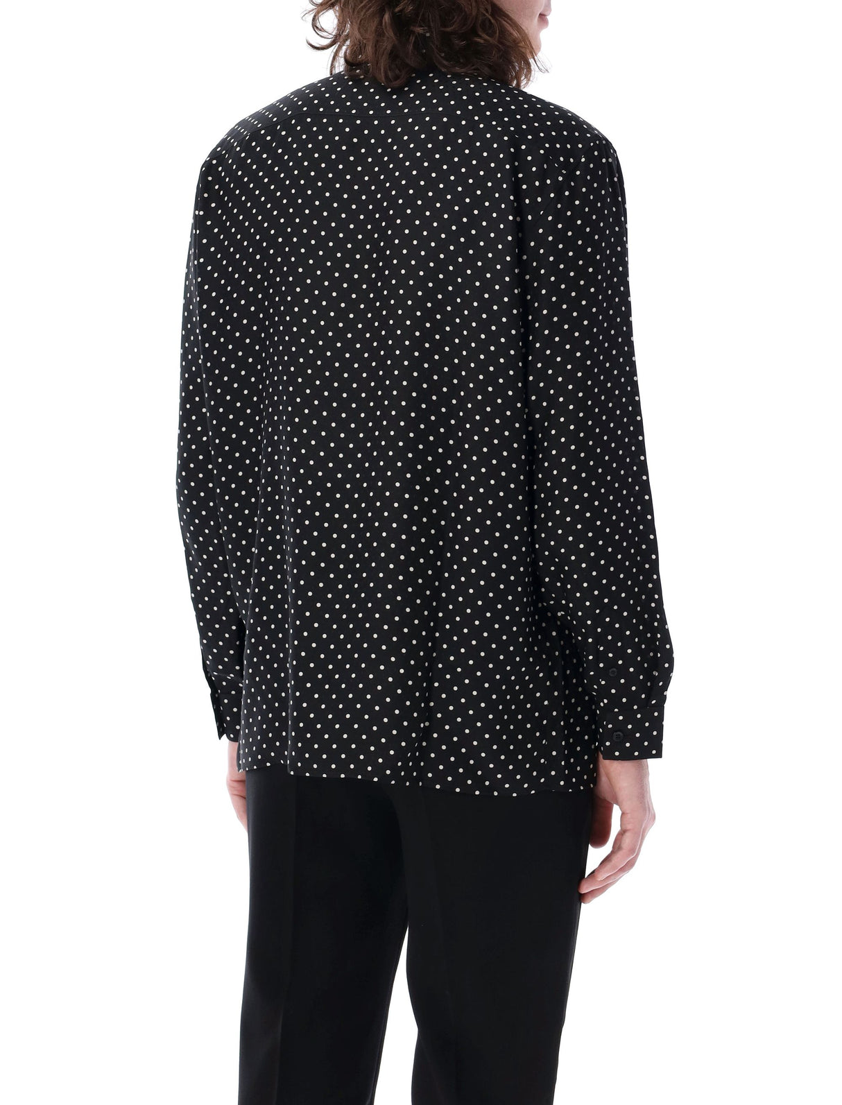 SAINT LAURENT Shiny and Matte Silk Dotted Shirt for Men - SS24 Collection