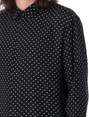 SAINT LAURENT Shiny and Matte Silk Dotted Shirt for Men - SS24 Collection