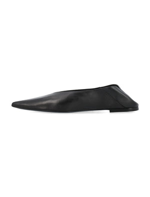 SAINT LAURENT Black Carolyn Slippers with Shiny Lambskin and Pointed Toe