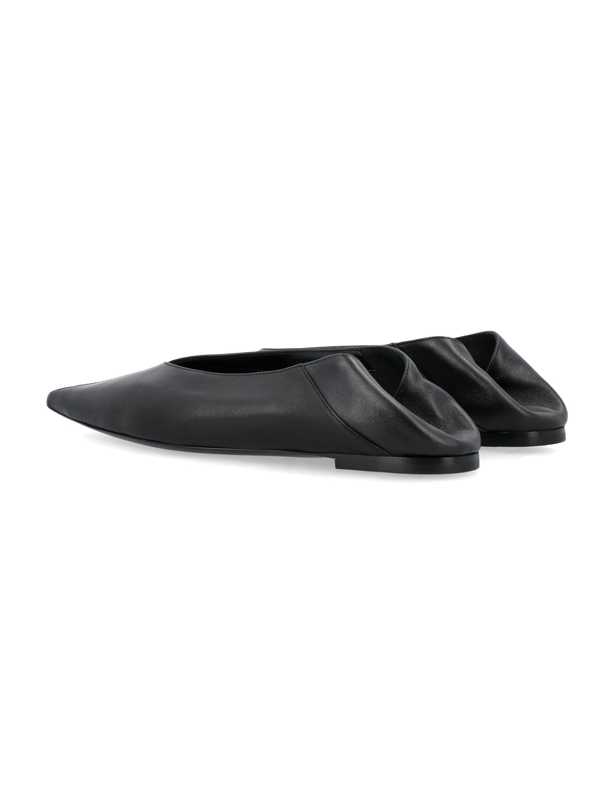 SAINT LAURENT Black Carolyn Slippers with Shiny Lambskin and Pointed Toe