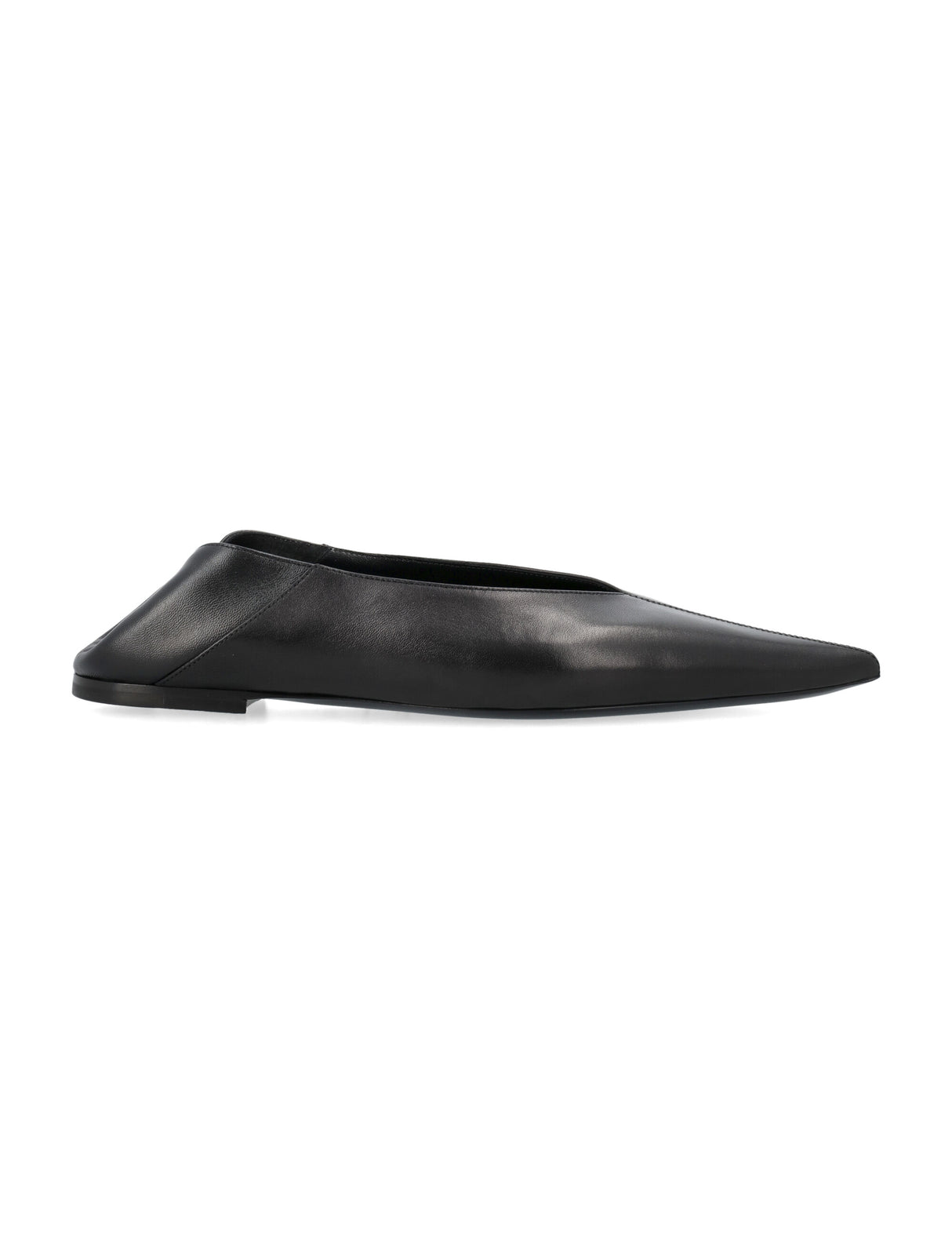 SAINT LAURENT Black Carolyn Slippers with Shiny Lambskin and Pointed Toe