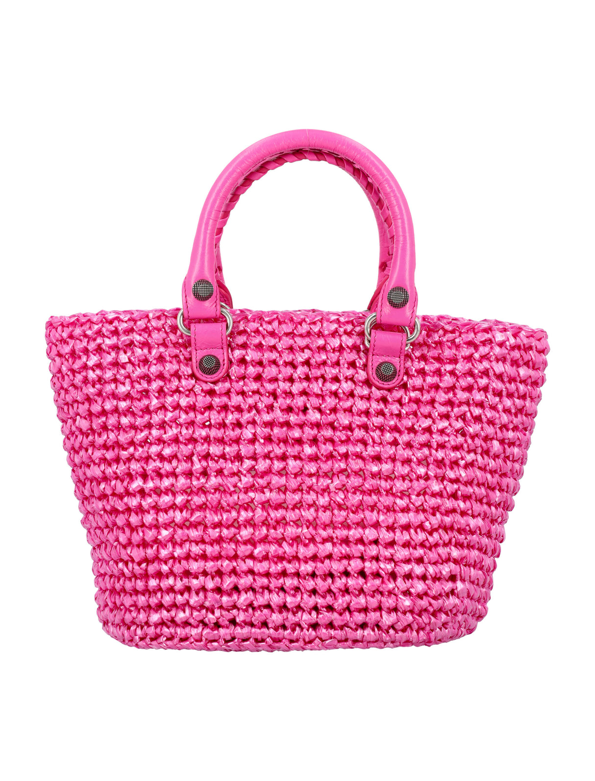 BALENCIAGA Chic Mini Pink Tote with Heart Mirror & Braided Handles