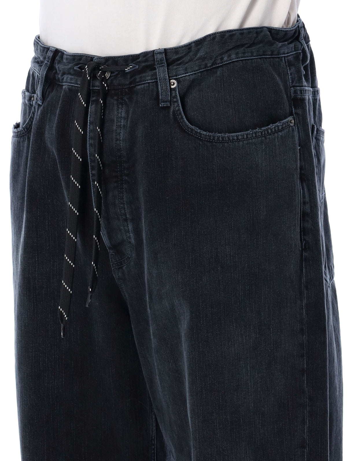 Men's Black Wide-Leg Jeans with Distressed Wash by Balenciaga for SS24