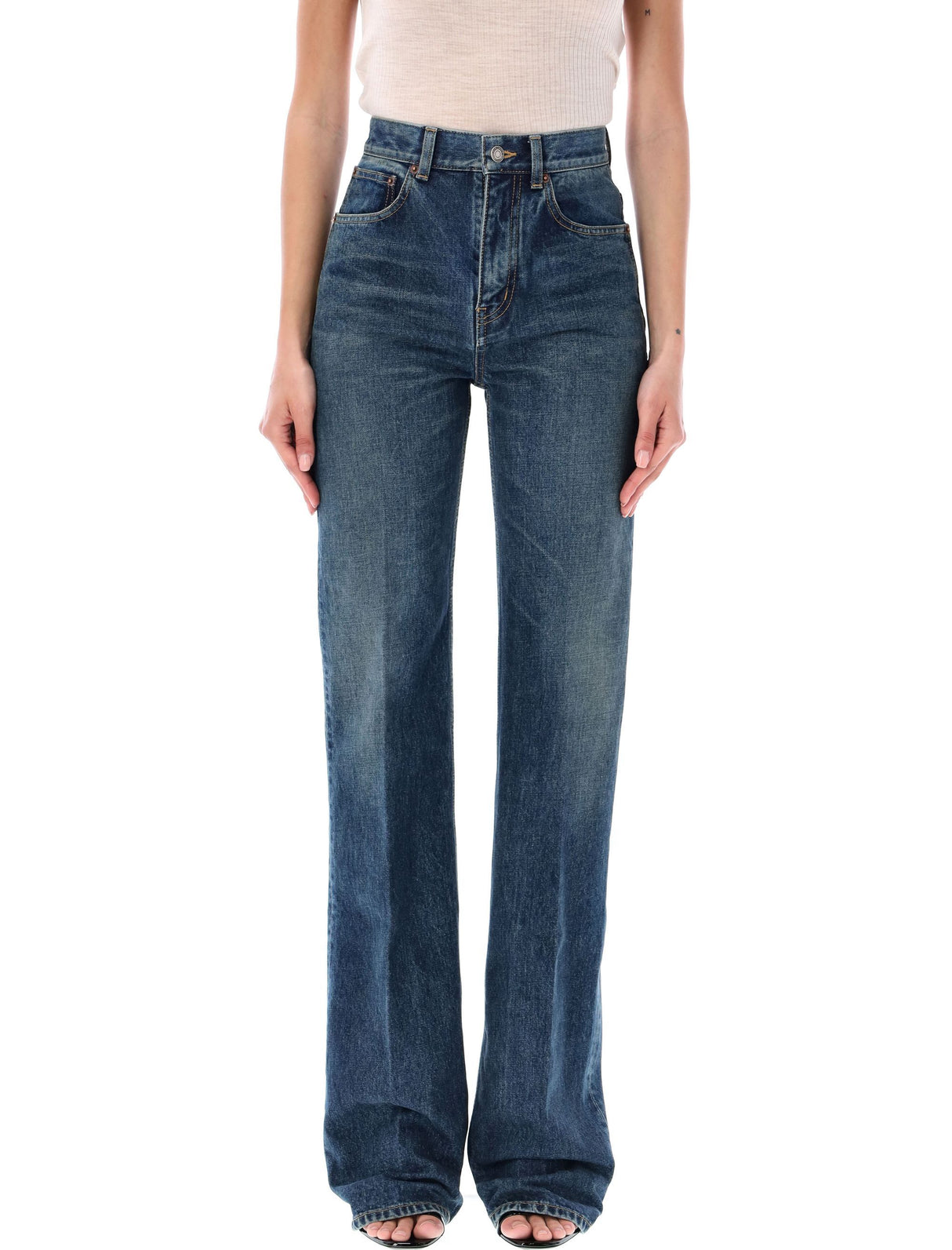 SAINT LAURENT Neo Clyde Denim Pants - Indigo Blue - SS24 Collection