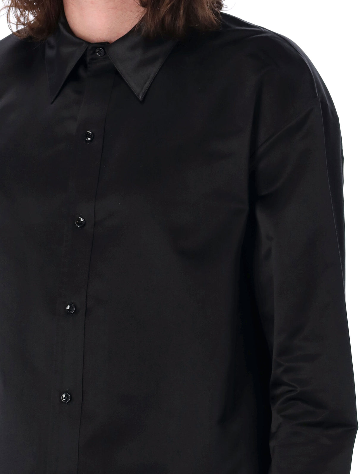 SAINT LAURENT Black Silk Oversized Shirt for Men