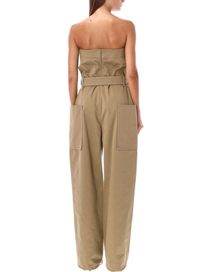 SAINT LAURENT Strapless Belted Wide-Leg Jumpsuit