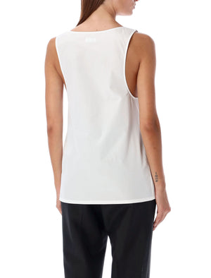 SAINT LAURENT Sleek White U-Neck Cotton Tank Top