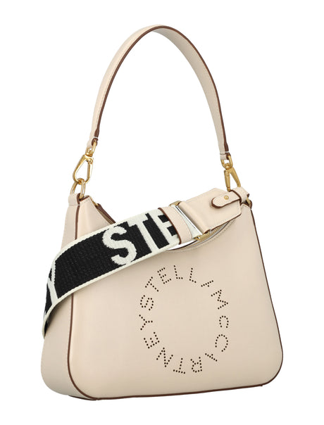 STELLA MCCARTNEY White Mini Shoulder Handbag with Vegan Leather and Logo Medallion, Removable Strap