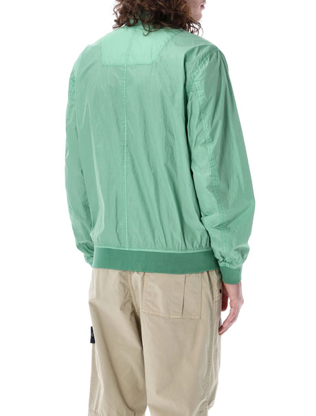 男装SS24季节的浅绿色折皱飞行员夹克