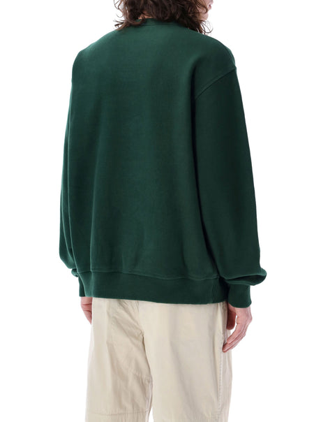 Áo Sweater Nam bằng Cotton màu Xanh Lá - Kiểu Rộng, Nhãn Hiệu Hiệp Sĩ, Tay Dài