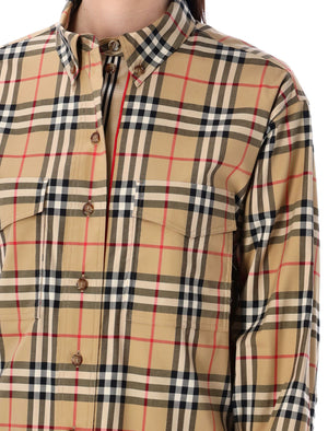 BURBERRY Archive Beige Check Oversized Shirt for Women