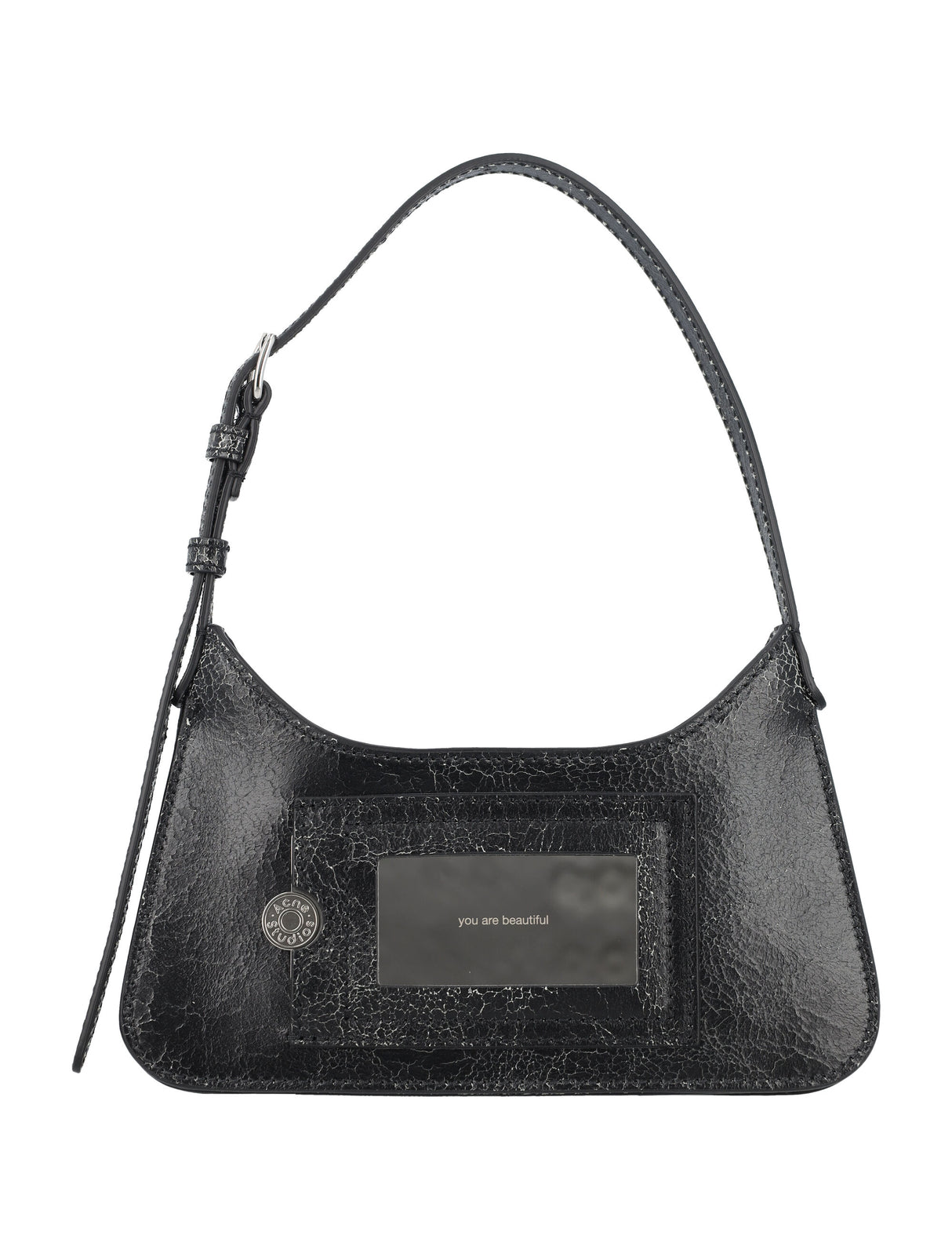 Cracked Leather Shoulder Handbag for Women - SS24 Collection