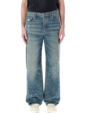 Men's Shotgun Baggie Jeans - Distressed Cotton, Crafted Indigo