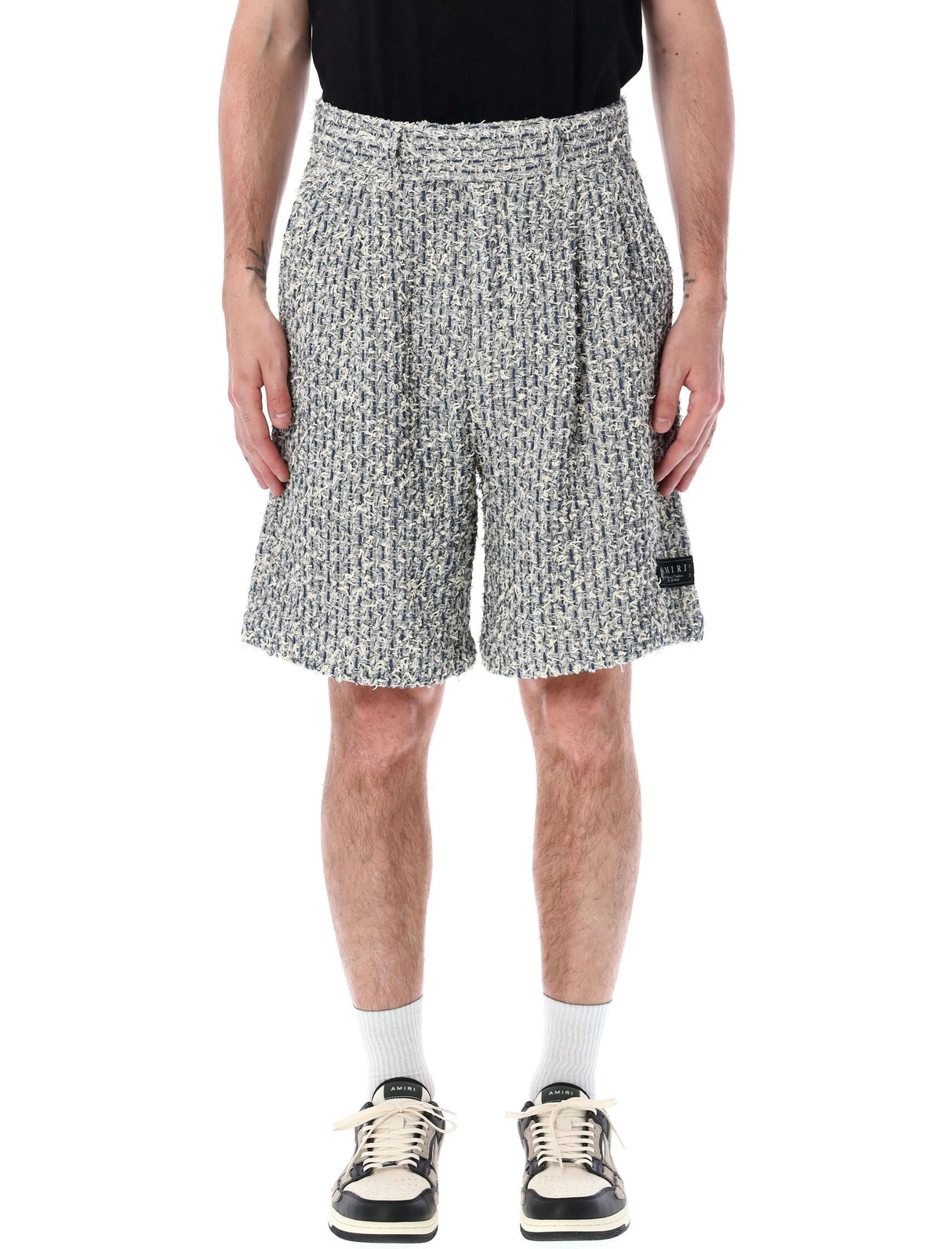 AMIRI ASHLEY_BLU Tweed Bermuda Shorts for Men - SS24 Collection