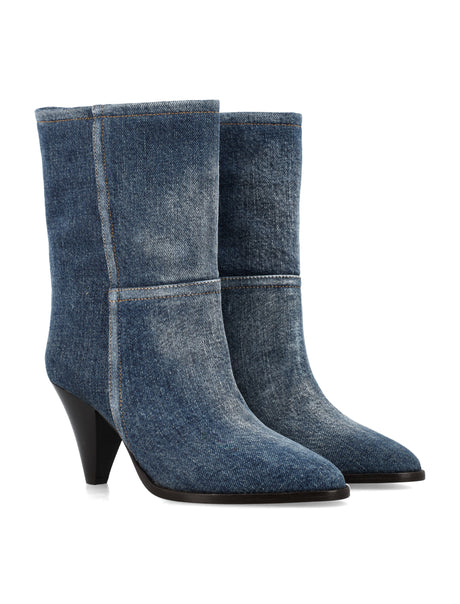ISABEL MARANT Womens Washed Blue Denim Boots - SS24 Collection
