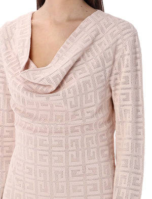 GIVENCHY Draped 4G Jaquard Sweater in Blush Pink for Women - SS24 Collection