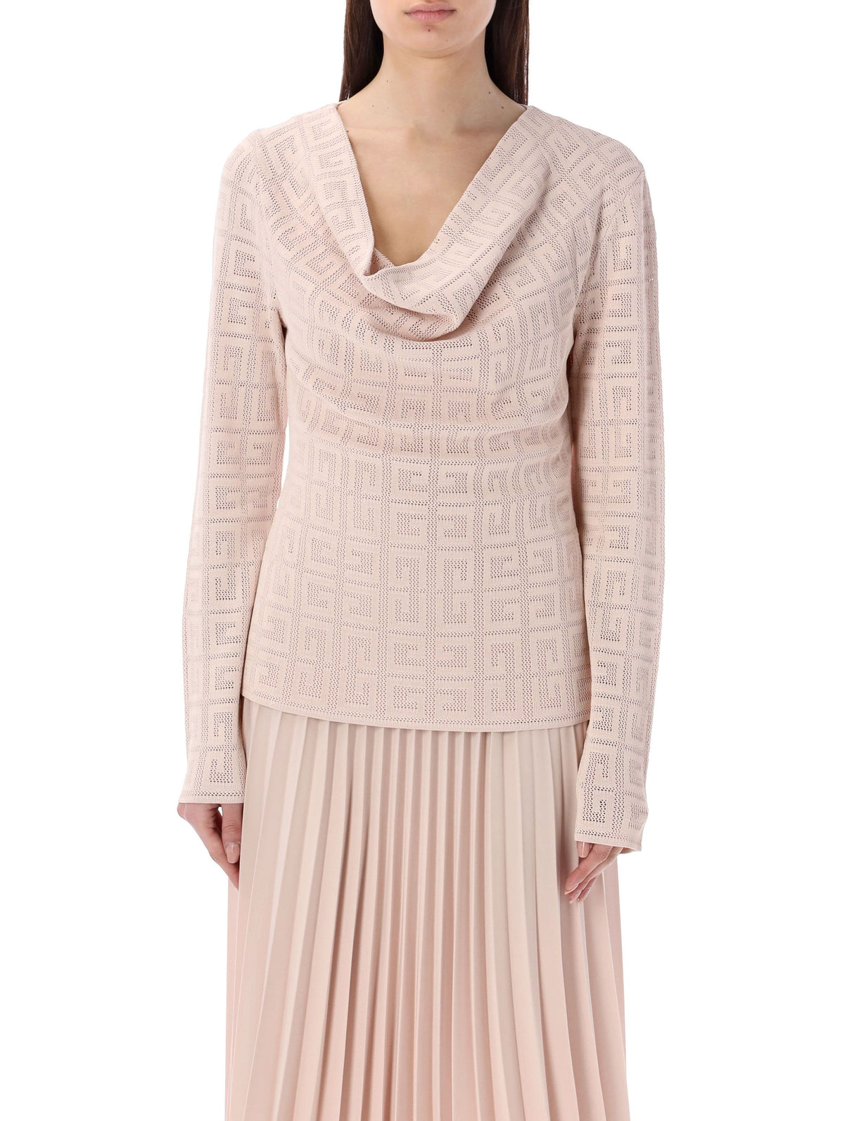 GIVENCHY Draped 4G Jaquard Sweater in Blush Pink for Women - SS24 Collection