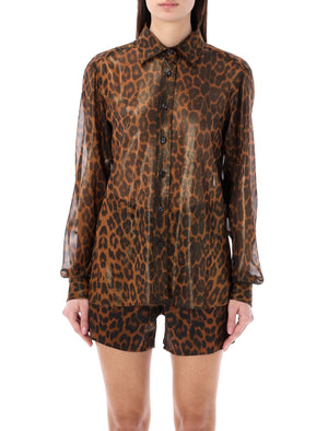 TOM FORD Luxurious Silk Georgette Shirt in Leo Print