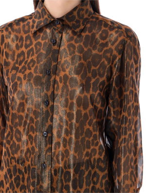 TOM FORD Luxurious Silk Georgette Shirt in Leo Print
