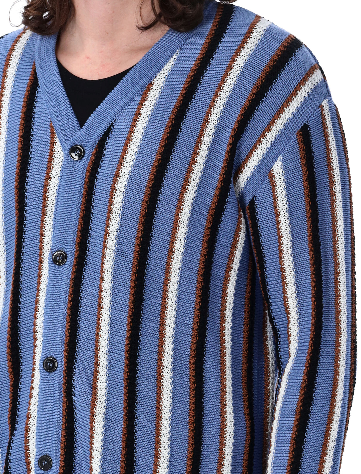 縱橫紋織針織羊毛開襟式男裝外套