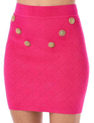 Fuchsia High Waisted Knit Skirt