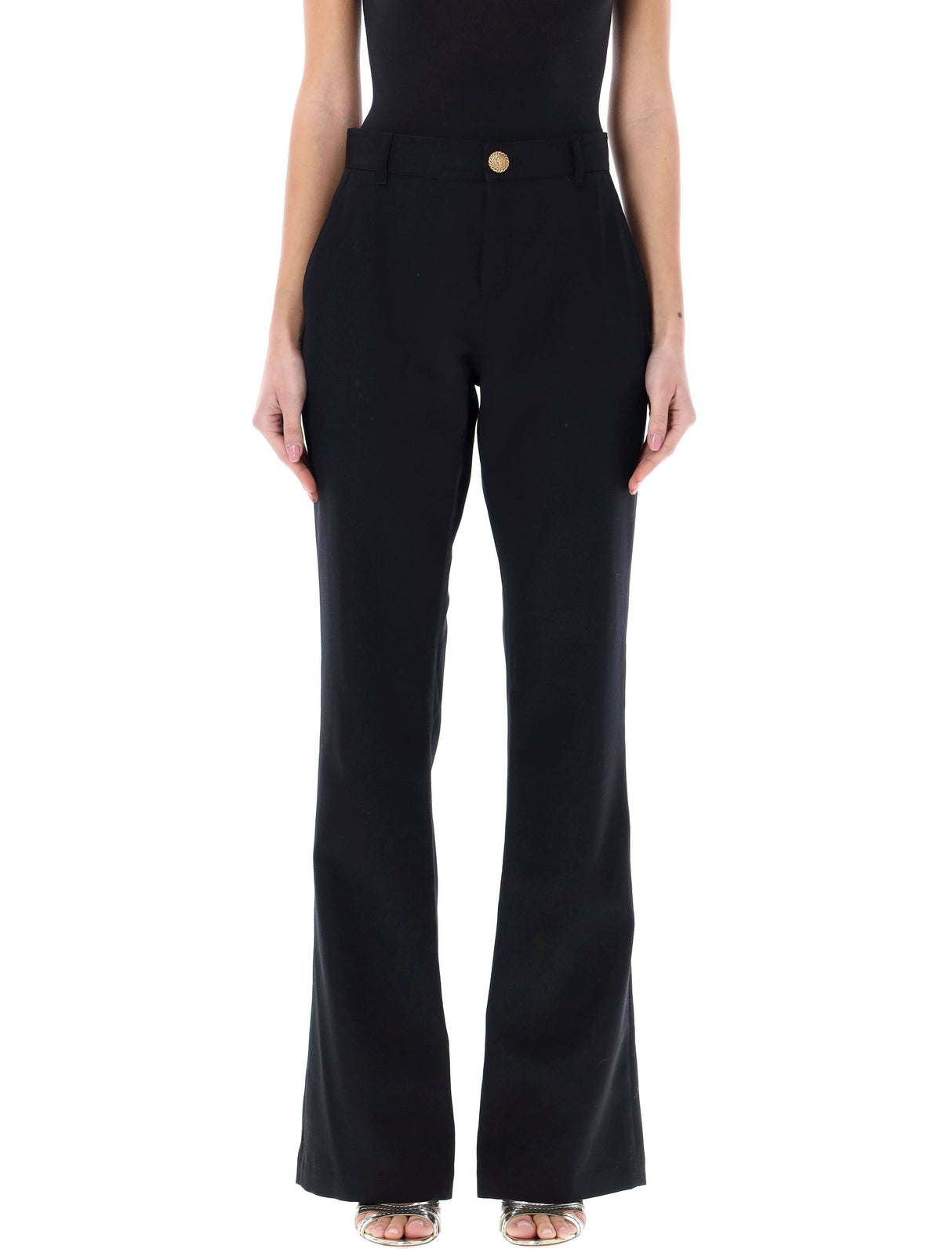 BALMAIN Luxurious Black Bootcut Pants for the Modern Woman - SS24