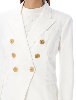 上質でおしゃれな白の6つボタンデニムジャケット（女性用）