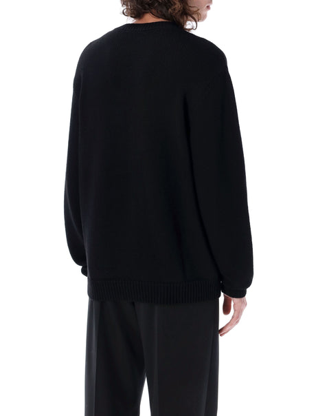 Áo len đen trơn phối logo cho nam mùa xuân - Hàng chính hãng BALMAIN