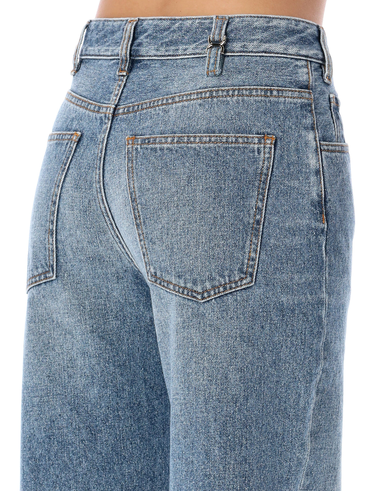 CHLOÉ Cotton Blend Straight Leg Jeans - Blue