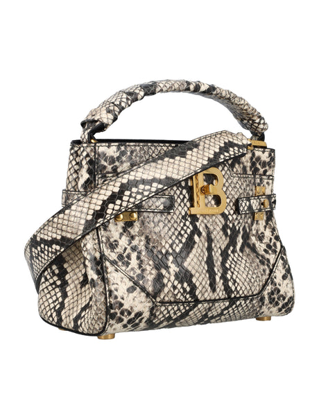 BALMAIN Grey Python Print Top-Handle Handbag for Women