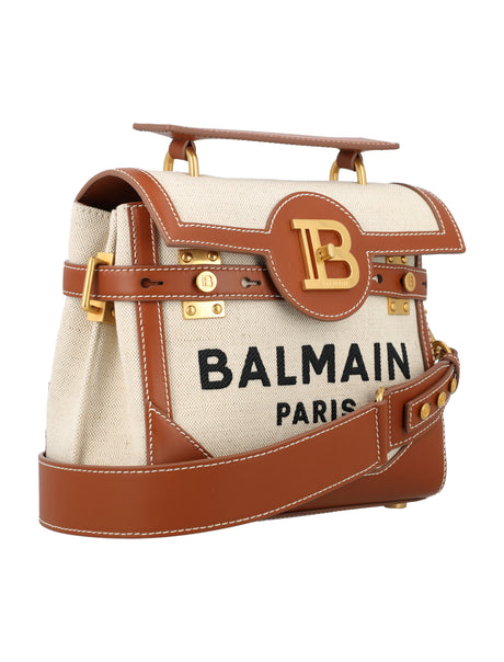 BALMAIN Canvas Handbag with Adjustable Strap and Gold Hardware