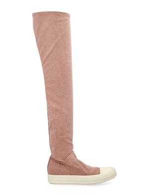 粉紅高筒運動鞋 - 膝上長度、橡膠鞋頭、拉鍊式設計