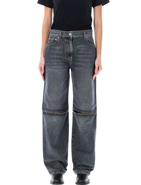 JW ANDERSON Cut-Out Knee Bootcut Jeans for Women - Grey