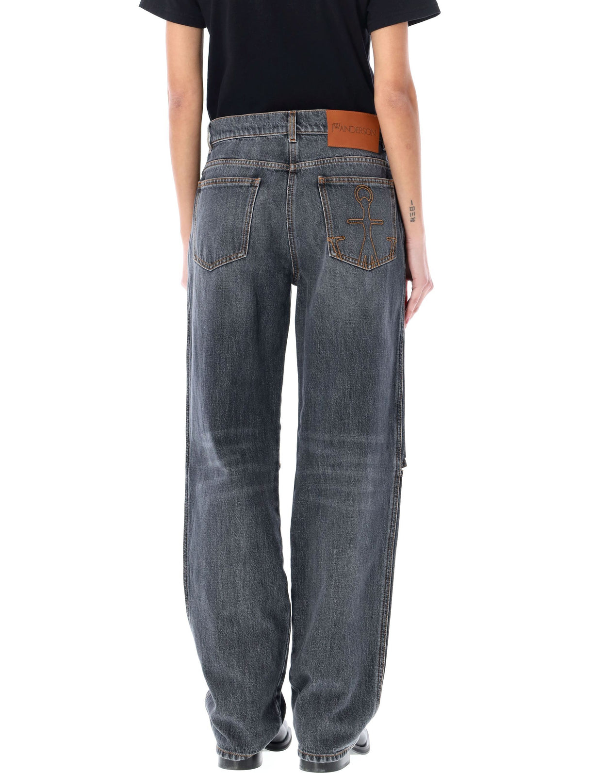 JW ANDERSON Cut-Out Knee Bootcut Jeans for Women - Grey