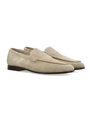 Giày Loafer Suede Đế Bằng Cho Nam Màu Nâu