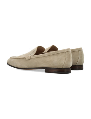 Giày Loafer Suede Đế Bằng Cho Nam Màu Nâu