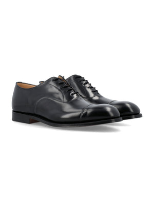 CHURCH'S Men's Leather Derby Dress Shoes with Cap Toe Stitching