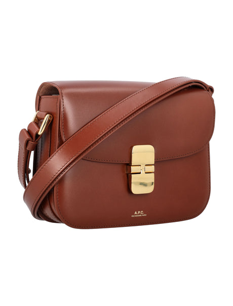 Trapezoidal Grace Small Shoulder Bag in Noisette Leather