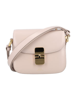Mini Handbag - Moon Grey with Clasp Flap Closure and Adjustable Shoulder Strap