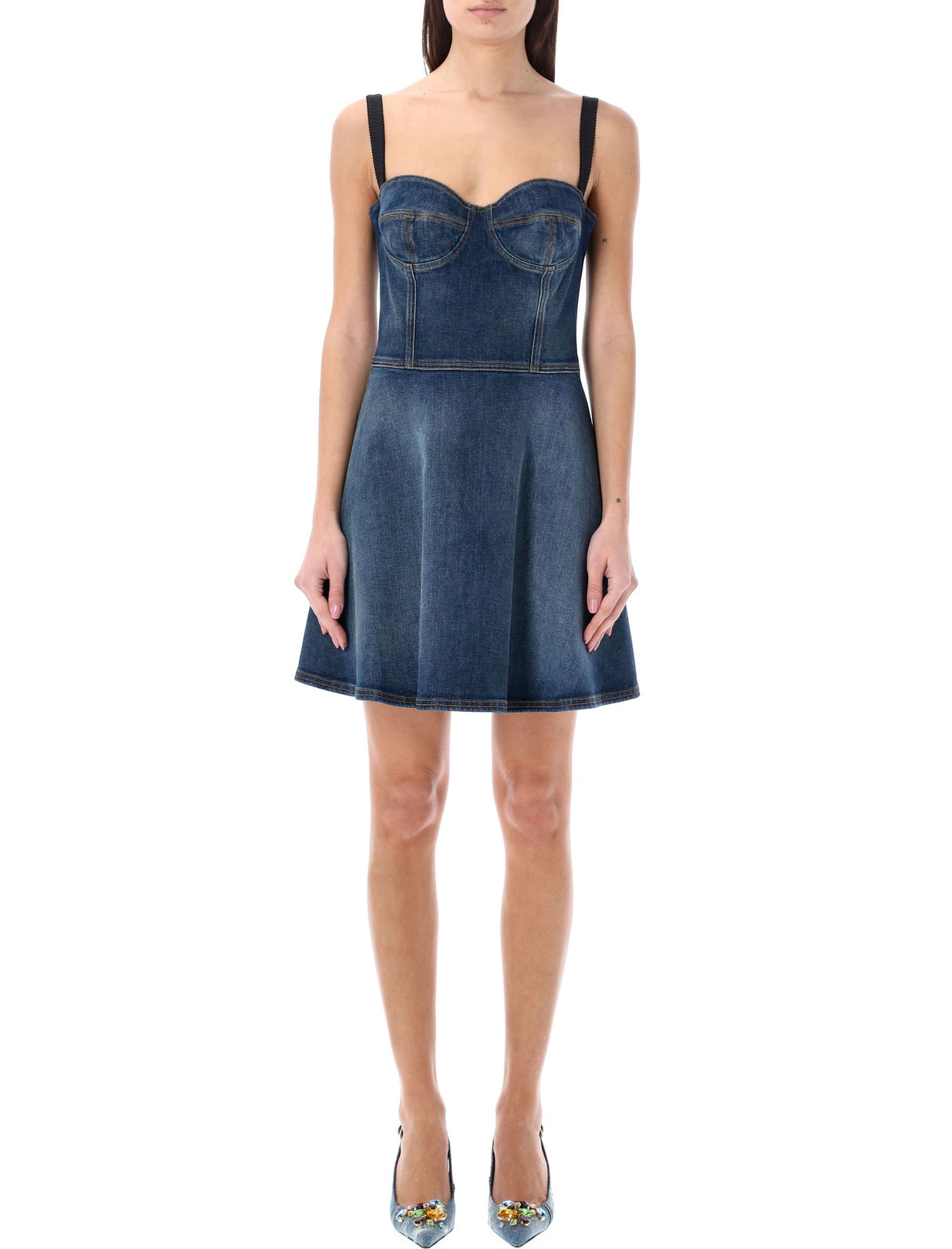 DOLCE & GABBANA Blue Denim Corset Dress for Women