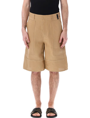 Canvas Bermudas for Men by Fendi, Featuring Hook and Zip Closure and Wide Leg in Frassino for SS24